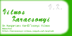 vilmos karacsonyi business card